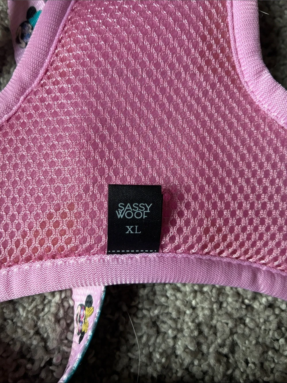 Sassy Wolf Disney Pink Minnie Mouse Dog Harness Teal Accents